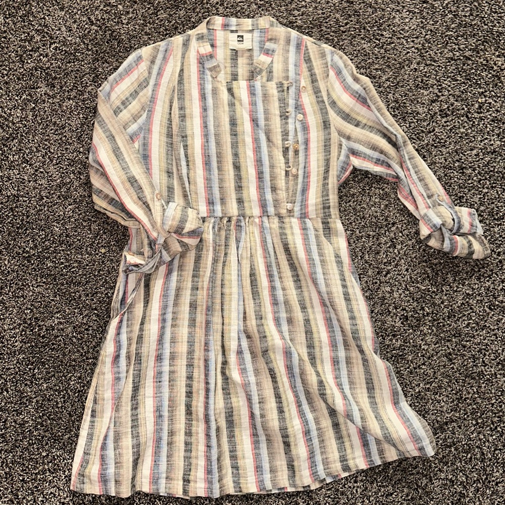 Quicksilver Side Button Skater A Line Linen Dress